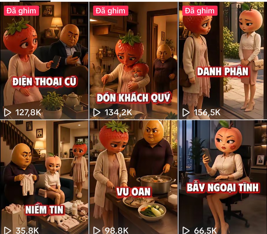Kênh TikTok @daudamdo — Chuyện tình nàng Dâu, hàng loạt tập Video AI